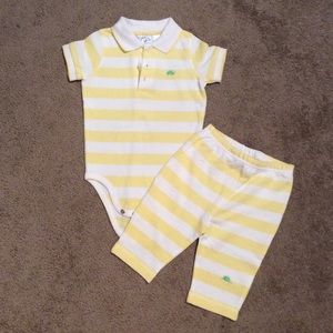 Hartstrings Yellow & White Striped Polo Pant Set